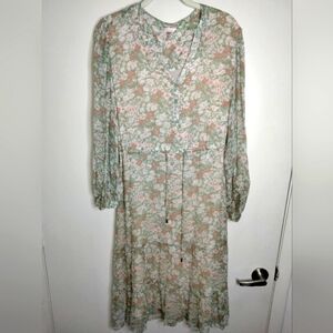 Esqualo (Size 8) Multicolor Ditzy Floral Print Drawstring Waist Fit& Flare Dress